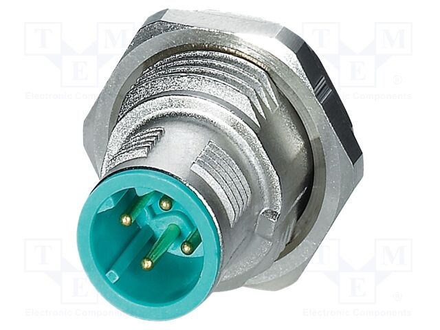 Connector: M12; socket; PIN: 4; male; 48V; straight; THT; D code; 4A
