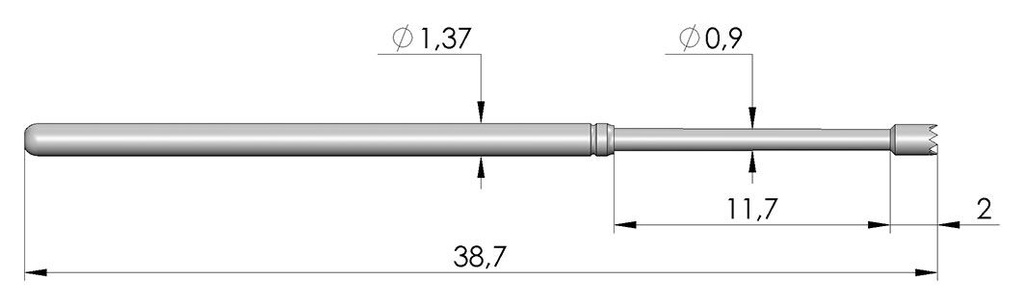Test needle; Operational spring compression: 9.3mm; 5A; Ø: 1.3mm