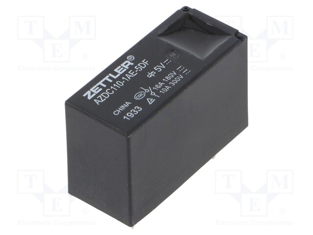 Relay: electromagnetic; SPST-NO; Ucoil: 5VDC; 16A/300VAC; 16A