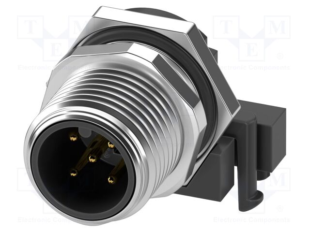 Connector: M12; socket; PIN: 5; male; 60V; angled; IP67; THT; A code