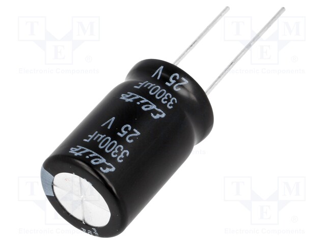 Capacitor: electrolytic; THT; 3300uF; 25VDC; Ø16x31.5mm; ±20%