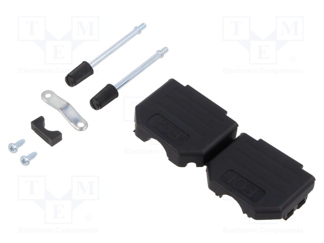 D Sub Backshell, UNC 4-40, DA, 180°, Nylon (Polyamide) Body