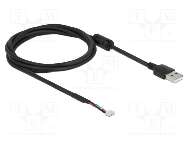 Cable; USB 2.0; USB A plug,4pin pin header; 1.5m; 28AWG; black