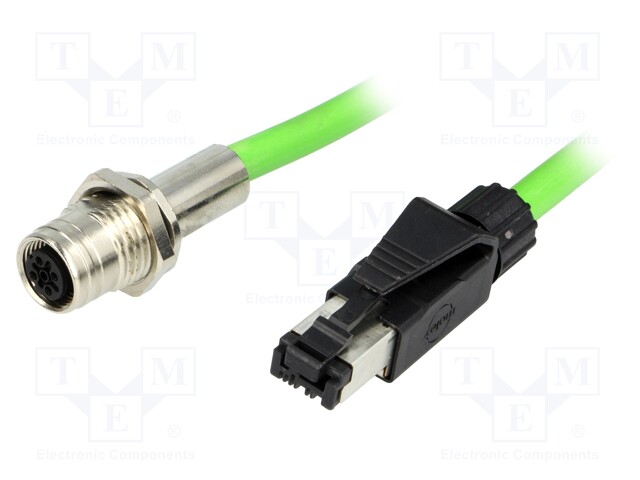 Adapter; M12 female socket,RJ45 plug; D code-Ethernet; PIN: 4