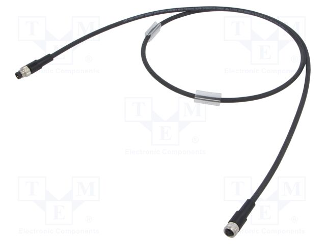 Connection lead; M8; PIN: 3; 1m; plug; 60VAC; 4A; -25÷80°C; IP65/IP67