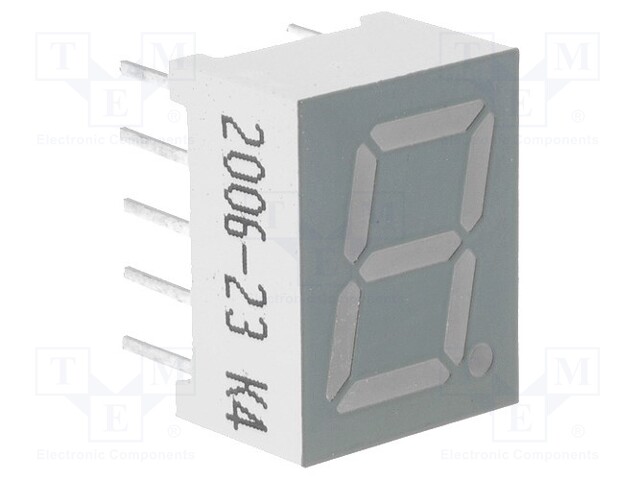 Display: LED; 7-segment; 9.9mm; 0.39"; No.char: 1; yellow; 1.2÷3mcd