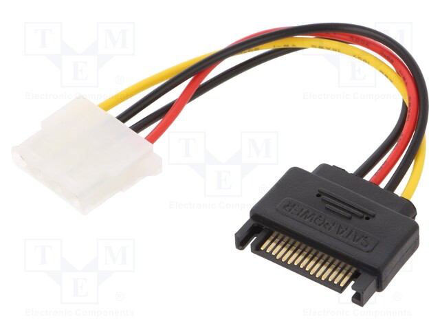 Cable: mains SATA; Molex female,SATA 15pin male; 0.15m