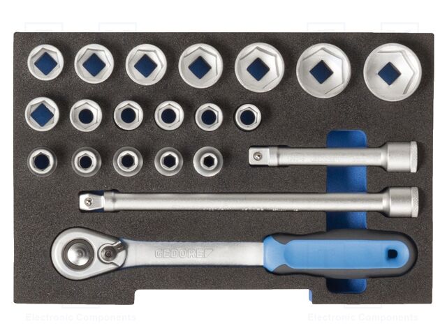 Wrench-set; 6-angles,rattle,socket spanner; 1/2"; 21pcs.