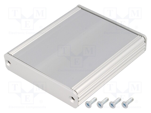 Enclosure: with panel; AKG; X: 71mm; Y: 80mm; Z: 16mm; aluminium; grey