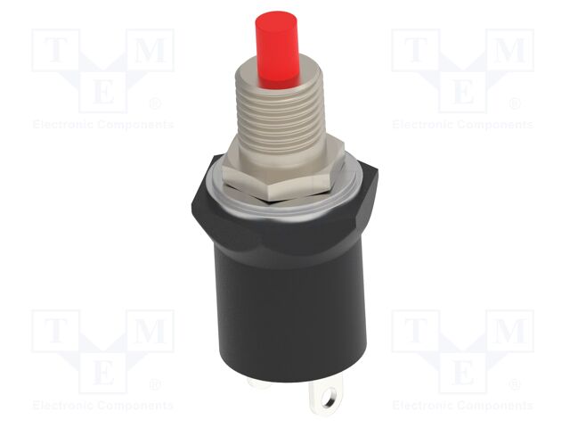 Switch: push-button; Pos: 2; SPST; 3A/125VAC; OFF-(ON); 100MΩ; round