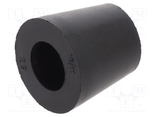 Grommet; caoutchouc; L: 19.5mm; -20÷80°C; Øcable: 11mm; black