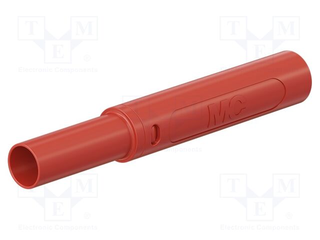 Connector: 4mm banana; plug; 32A; 1kV; red; insulated; 2.5mm2; screw