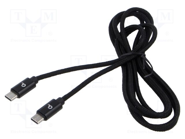 Cable; USB 2.0; USB A plug,USB C plug; gold-plated; 1.8m; black