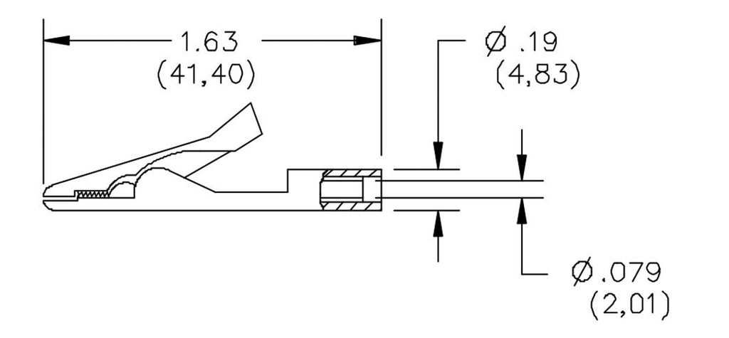 Crocodile clip; 45VDC; Grip capac: max.6.1mm; Overall len: 41.4mm