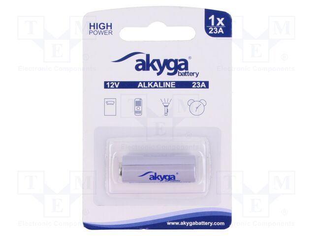 Battery: alkaline; 23A,8LR932,LRV08,MN21; 12V; non-rechargeable