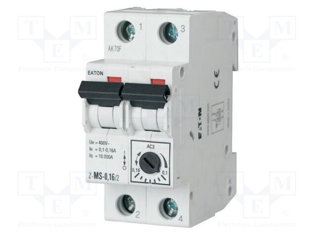 Motor breaker; 0.06kW; 220÷440VAC; DIN; 0.1÷0.16A; IP20; -25÷50°C