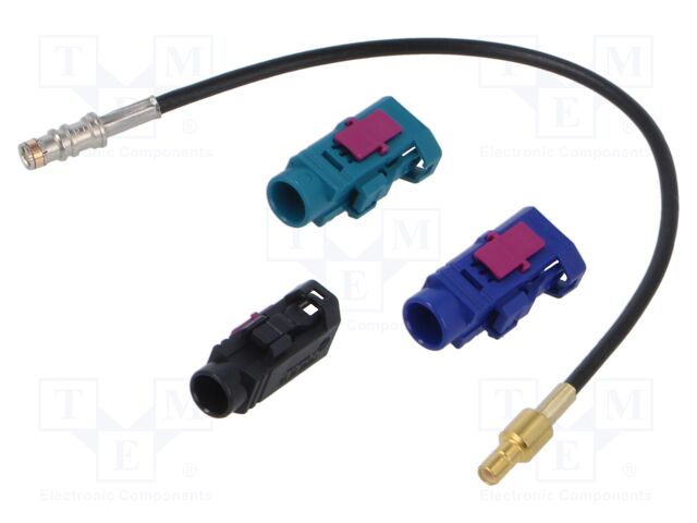 Cable; Fakra socket,SMB plug; black; straight; 0.2m