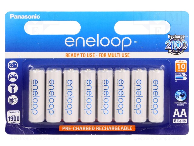Re-battery: Ni-MH; AA; 1.2V; 1900mAh; ENELOOP; Ø14.35x50.4mm