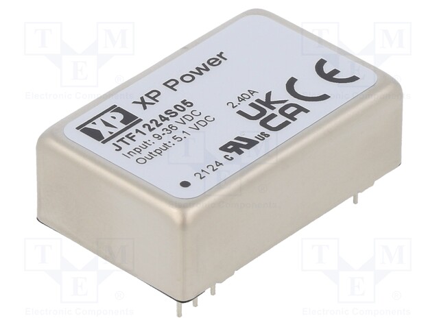 Isolated Board Mount DC/DC Converter, 4:1 Input, ITE, 1 Output, 12 W, 5.1 V, 2.4 A