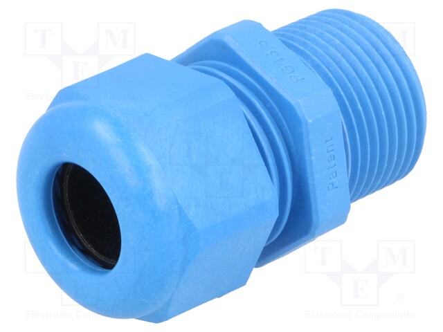 Cable gland; with long thread; PG13,5; IP68; Mat: polyamide; blue