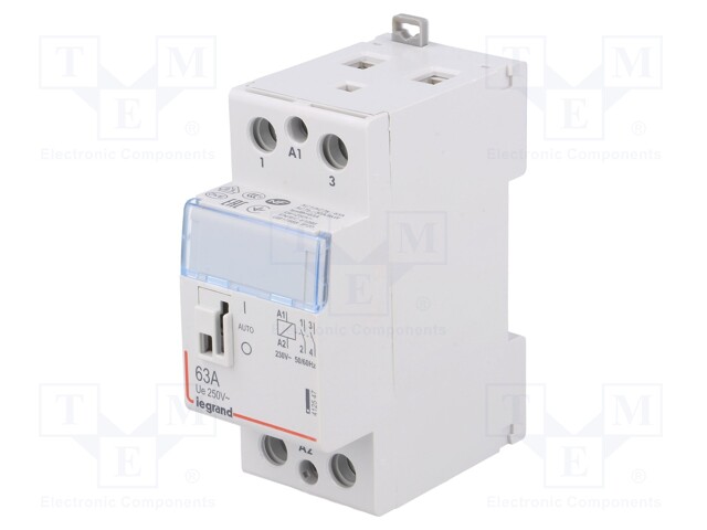 Contactor: 2-pole installation; NO x2; 230VAC; 63A; DIN; SM300