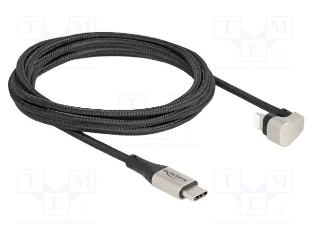 Cable; USB 2.0; Apple Lightning angled plug,USB C plug; 2m; 3A