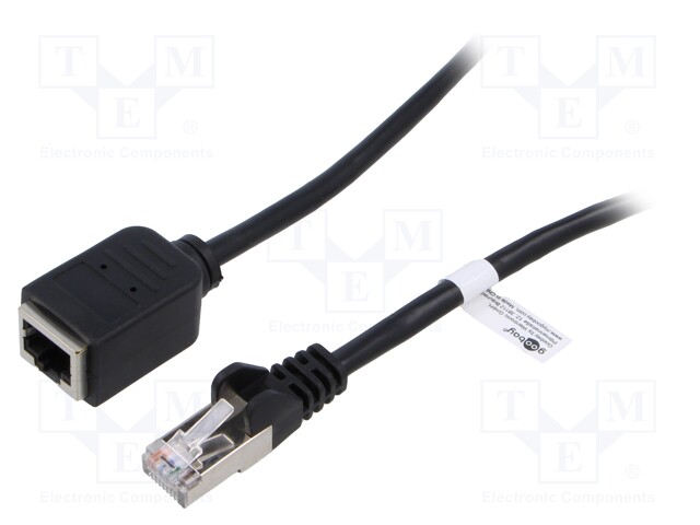 Extender RJ45; F/UTP; 5e; Cu; PVC; black; 1m; RJ45 socket,RJ45 plug