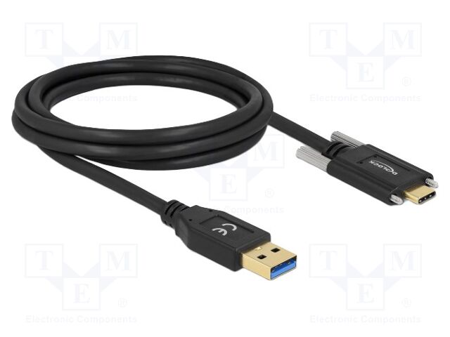 Cable; USB A plug,USB C plug; 2m; black; 24AWG,30AWG; 10Gbps
