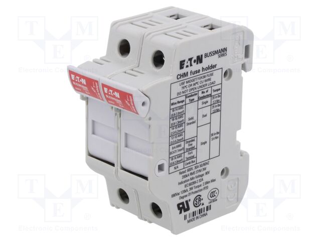 Fuse holder; 10.3x38mm; Mounting: DIN; 32A; 690VAC; Poles: 2