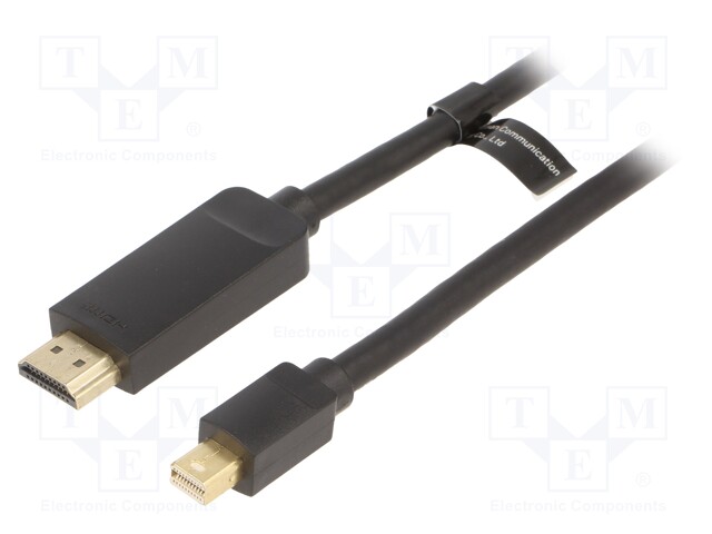 Cable; HDMI plug,mini DisplayPort plug; PVC; Len: 2m; black