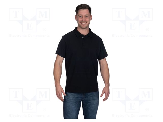 Polo shirt; black; cotton,polyester,conductive fibers; 180g/m2