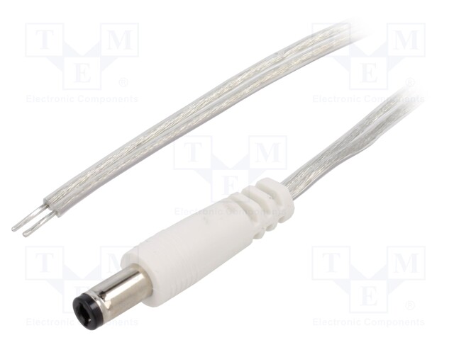 Cable; wires,DC 5,5/2,5 plug; straight; 0.5mm2; transparent; 2m