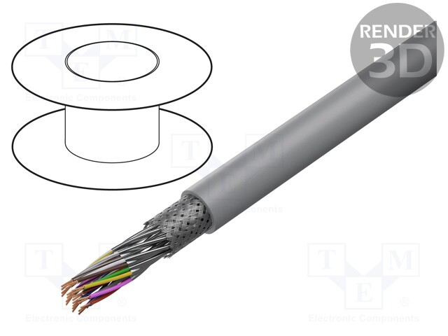 Wire; LiYCY-CY; 12x2x0,25mm2; PVC; grey; 500V; ECE R-118