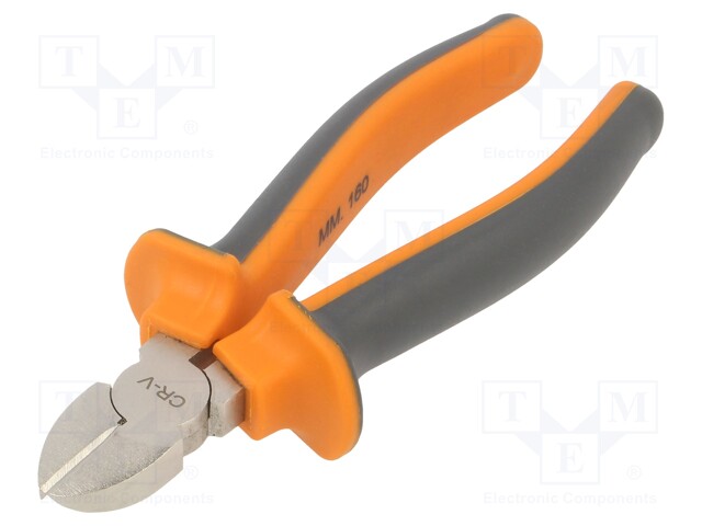 Pliers; end,cutting; anti-slip handles,satin; 160mm