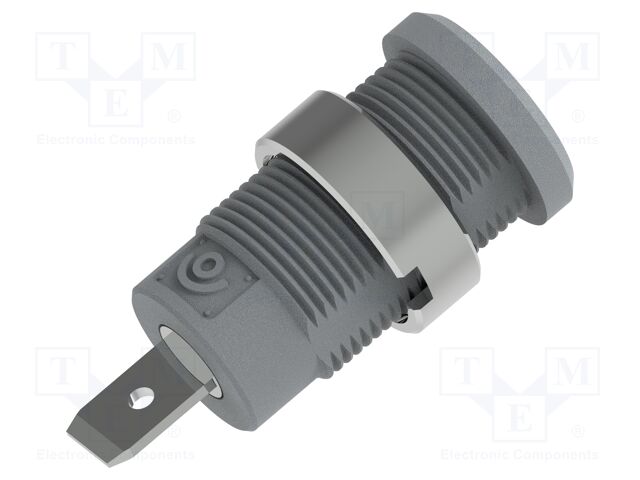 Connector: 4mm banana; socket; grey; faston terminal; insulated