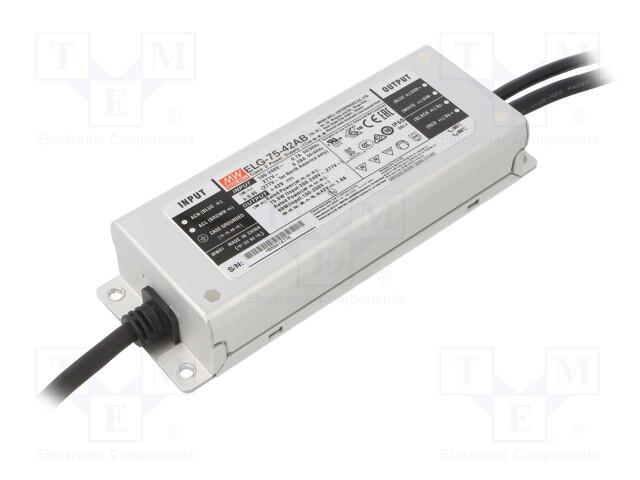 Power supply: switched-mode; LED; 75.6W; 42VDC; 37.8÷46.2VDC; IP65