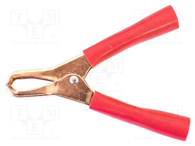 Crocodile clip; 75A; Grip capac: max.28mm; Overall len: 74mm; red