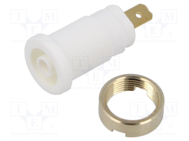 Connector: 4mm banana; socket; 25A; 1kVDC; white; gold-plated; 32mm