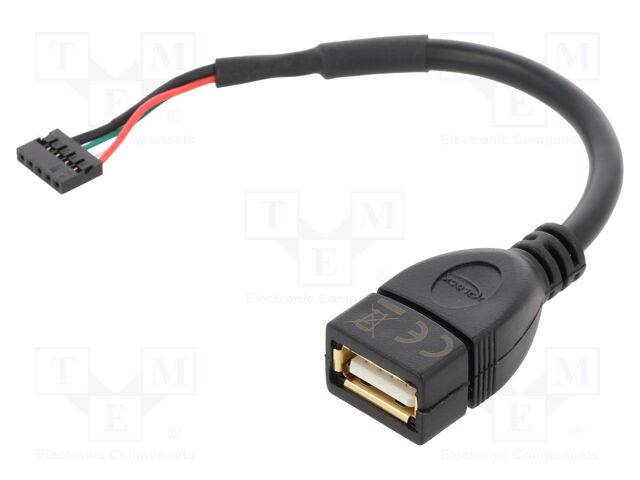 Cable; USB 2.0; USB A socket,5pin pin header; gold-plated; 0.15m