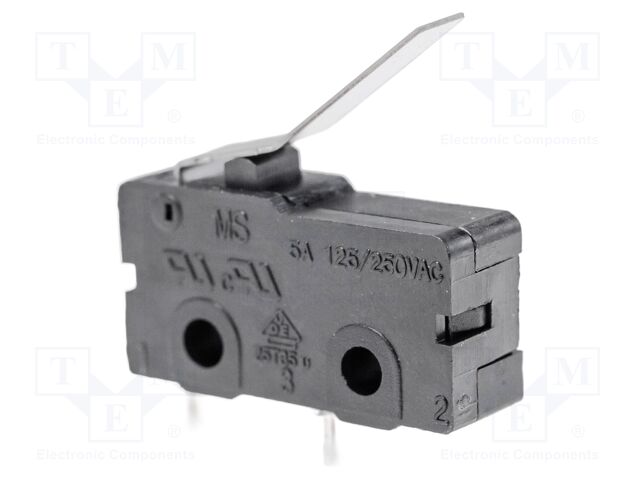 Microswitch SNAP ACTION; with lever with end bended out; Pos: 2