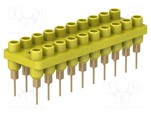 Socket strip; 2mm banana; yellow; 60VDC; 10A; 30VAC; Sockets: 20