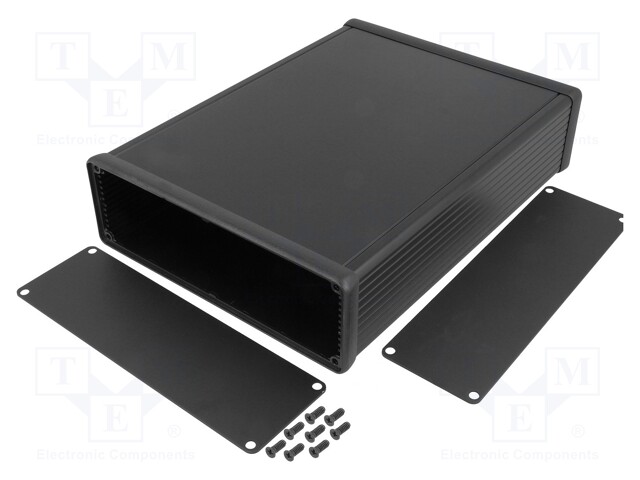 Enclosure: with panel; 1455; X: 165mm; Y: 220mm; Z: 51mm; aluminium