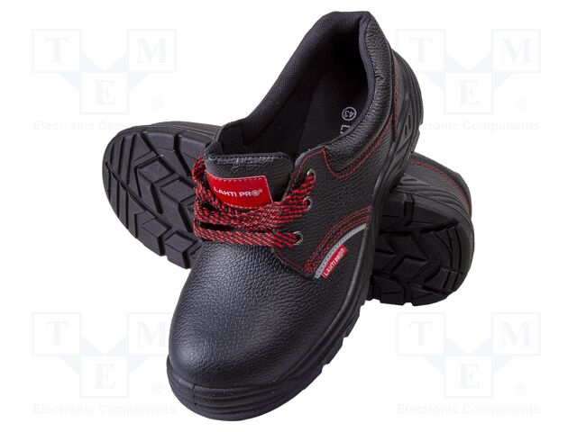 Shoes; black; leather; slip; with metal toecap