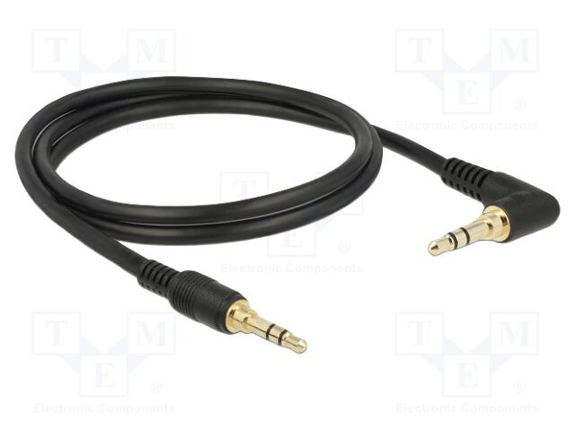 Cable; Jack 3.5mm 3pin plug,Jack 3.5mm 3pin angled plug; 1m