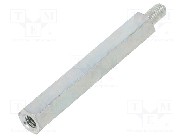 Screwed spacer sleeve; Int.thread: M4; 45mm; Ext.thread: M4; steel