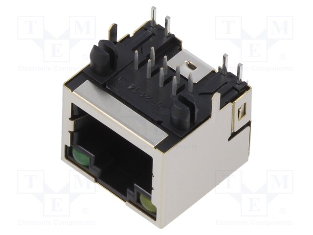 Socket; RJ45; PIN: 8; shielded,with LED; Layout: 8p8c; THT