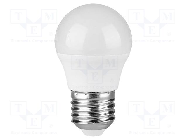 LED lamp; neutral white; E27; 220÷240VAC; 600lm; P: 6.5W; 180°; IP20