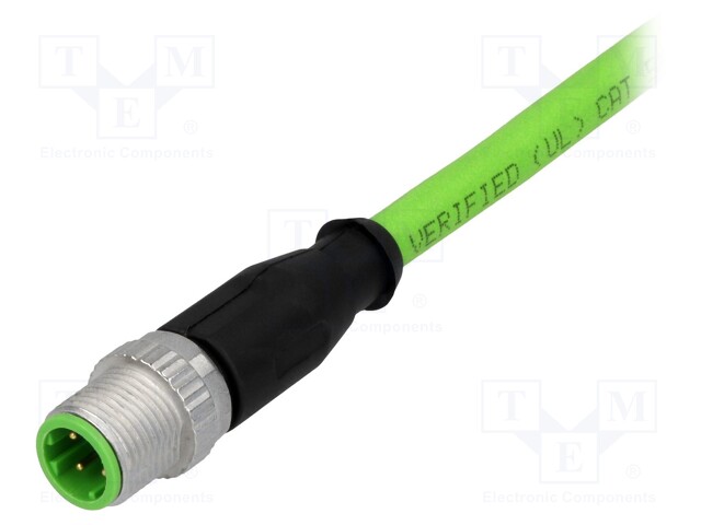 Plug; M12; PIN: 4; male; D code-Ethernet; 10m; Insulation: TPU