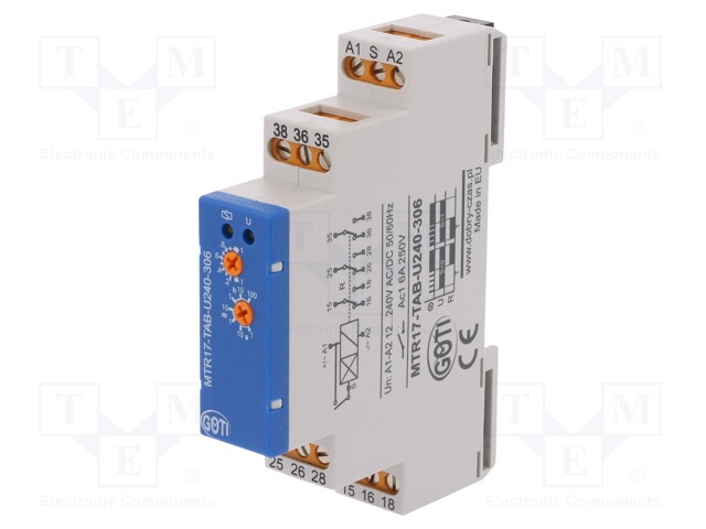 Timer; 1s÷100h; SPDT x3; 250VAC/6A; 12÷240VAC; 12÷240VDC; DIN; IP20