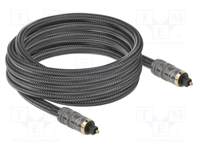 Cable; Toslink plug,both sides; 5m; Plating: gold-plated; grey
